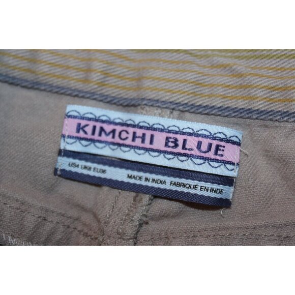 Urban Outfitters Kimichi Blue Striped Emboidered Pleasted Cropped Jeans size 8 - Picture 8 of 12